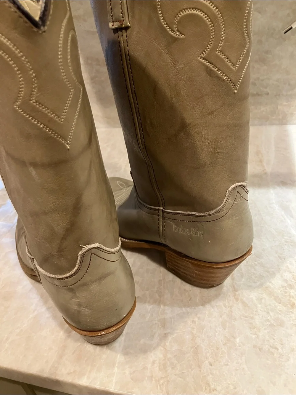 Men’s Taupe Western Cowboy Boots - Classic Pull-On Style